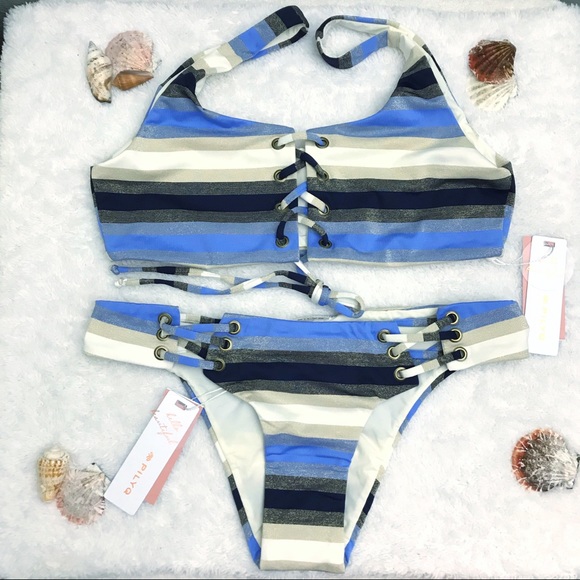 Pilyq Other - NWT PilyQ Cancun lace up bikini SET